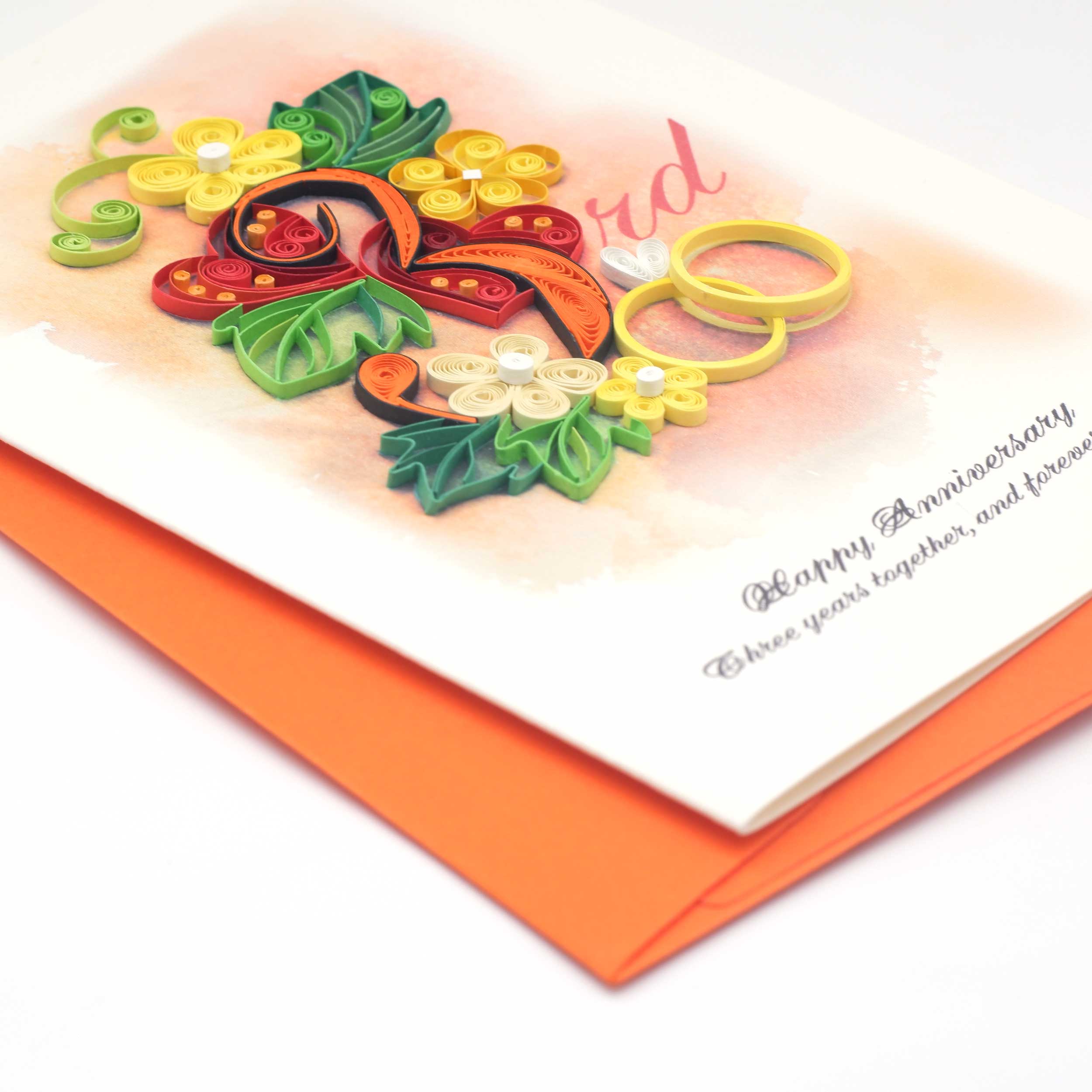 QUILLING 3RD ANNIVERSARY GREETING CARD