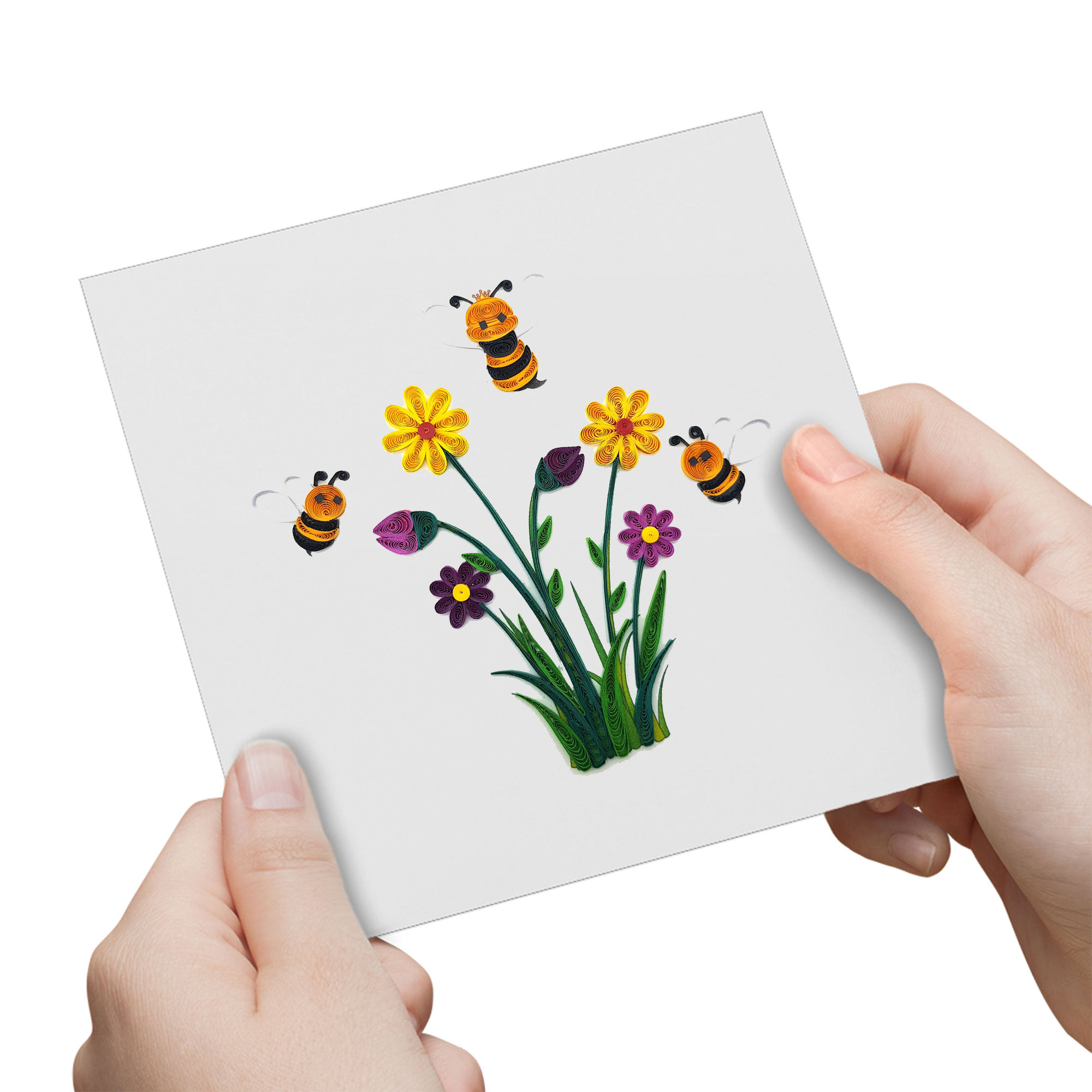 QUILLING DAISY BUMBLE BEE GREETING CARD