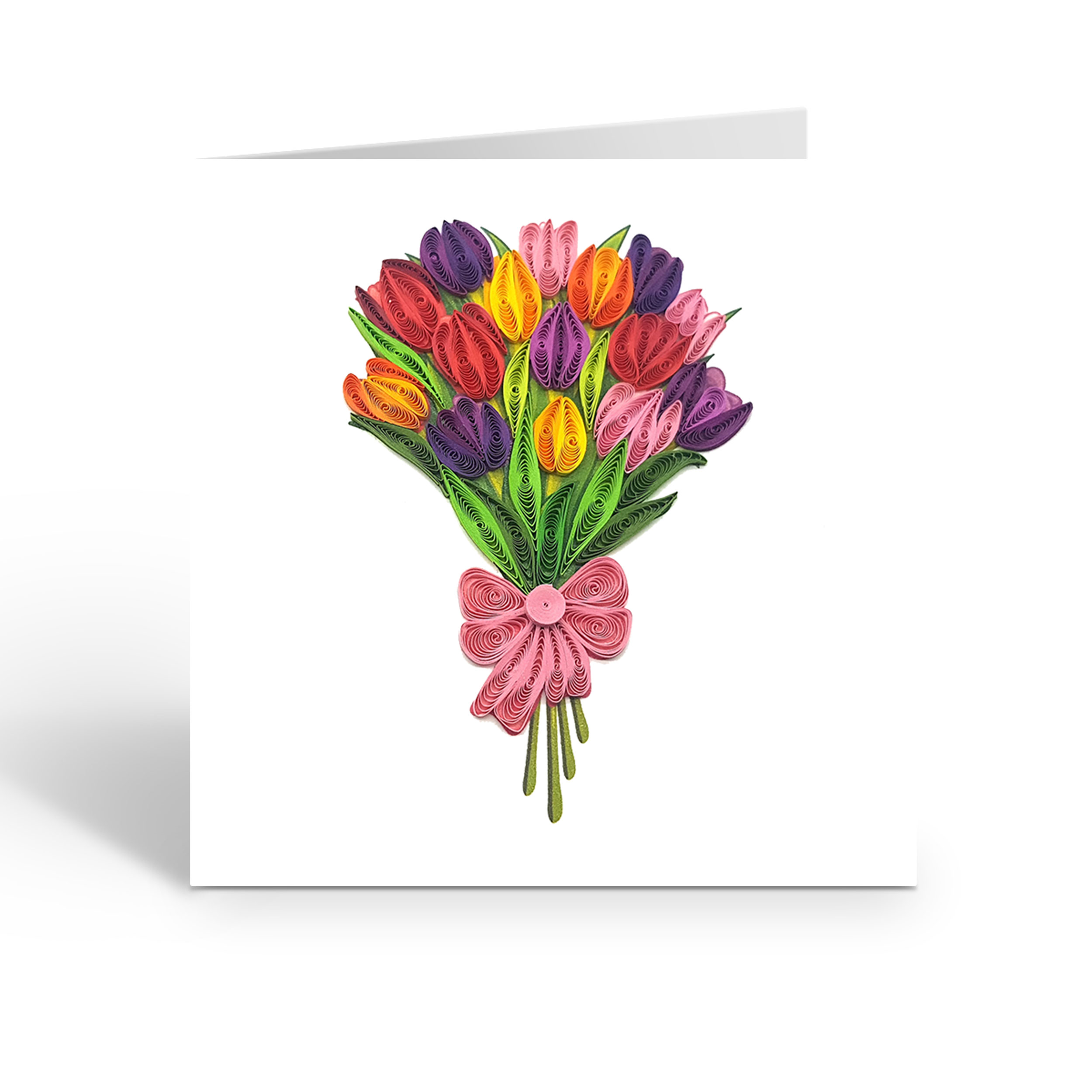 QUILLING MULTICOLOR TULIP GREETING CARD