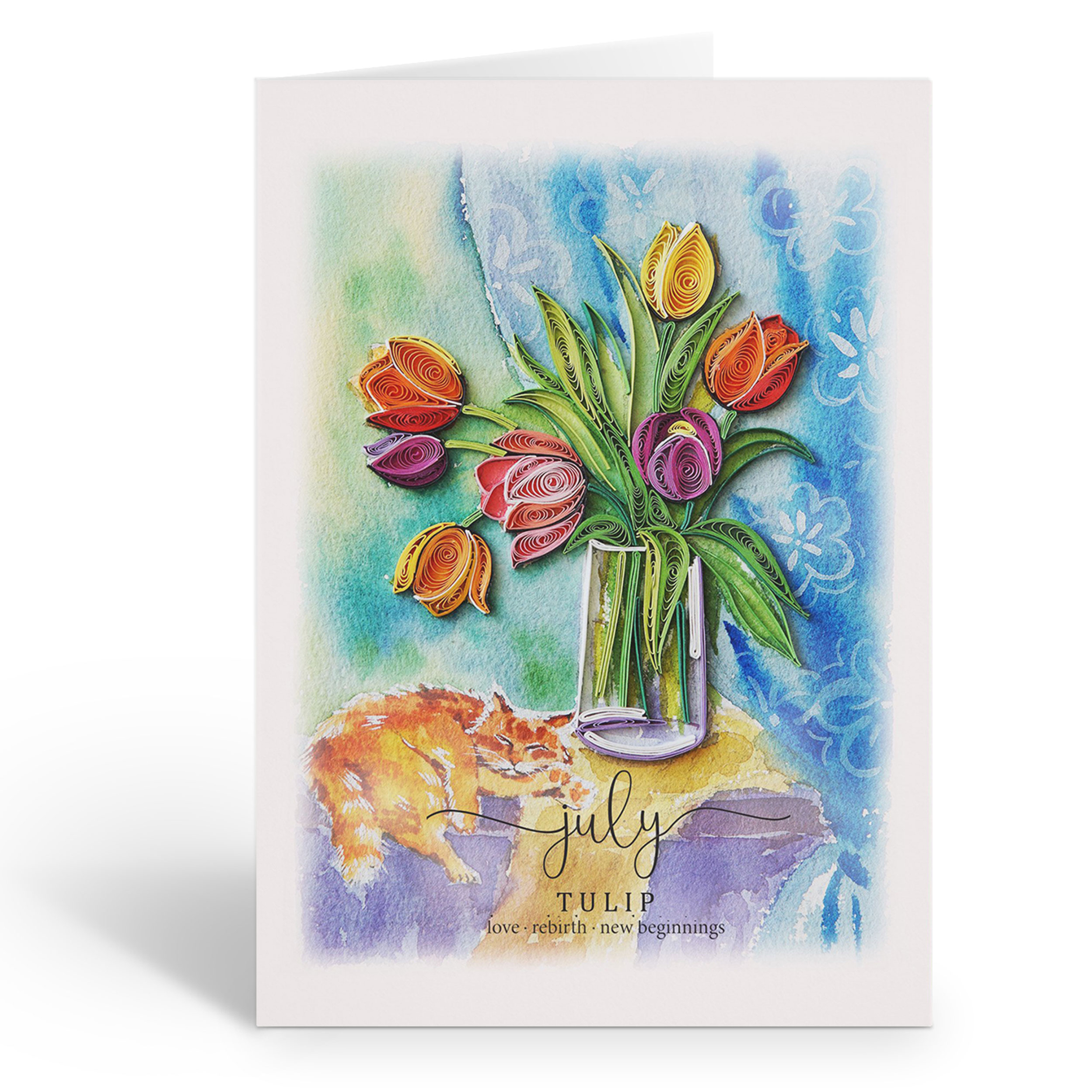 JULY BIRTH FLOWER TULIP CARD