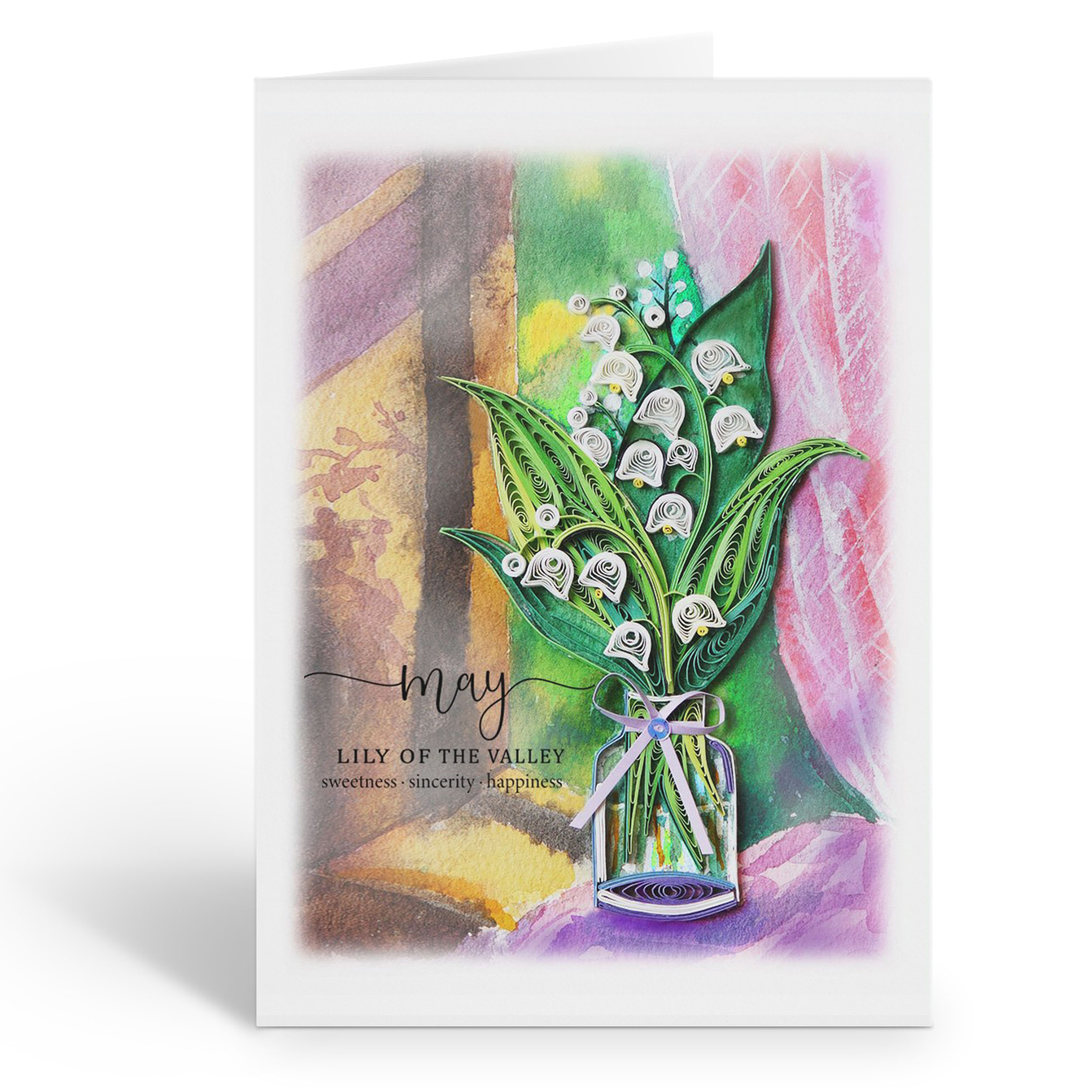 MAY BIRTH FLOWER LILY OF THE VALLEY CARD